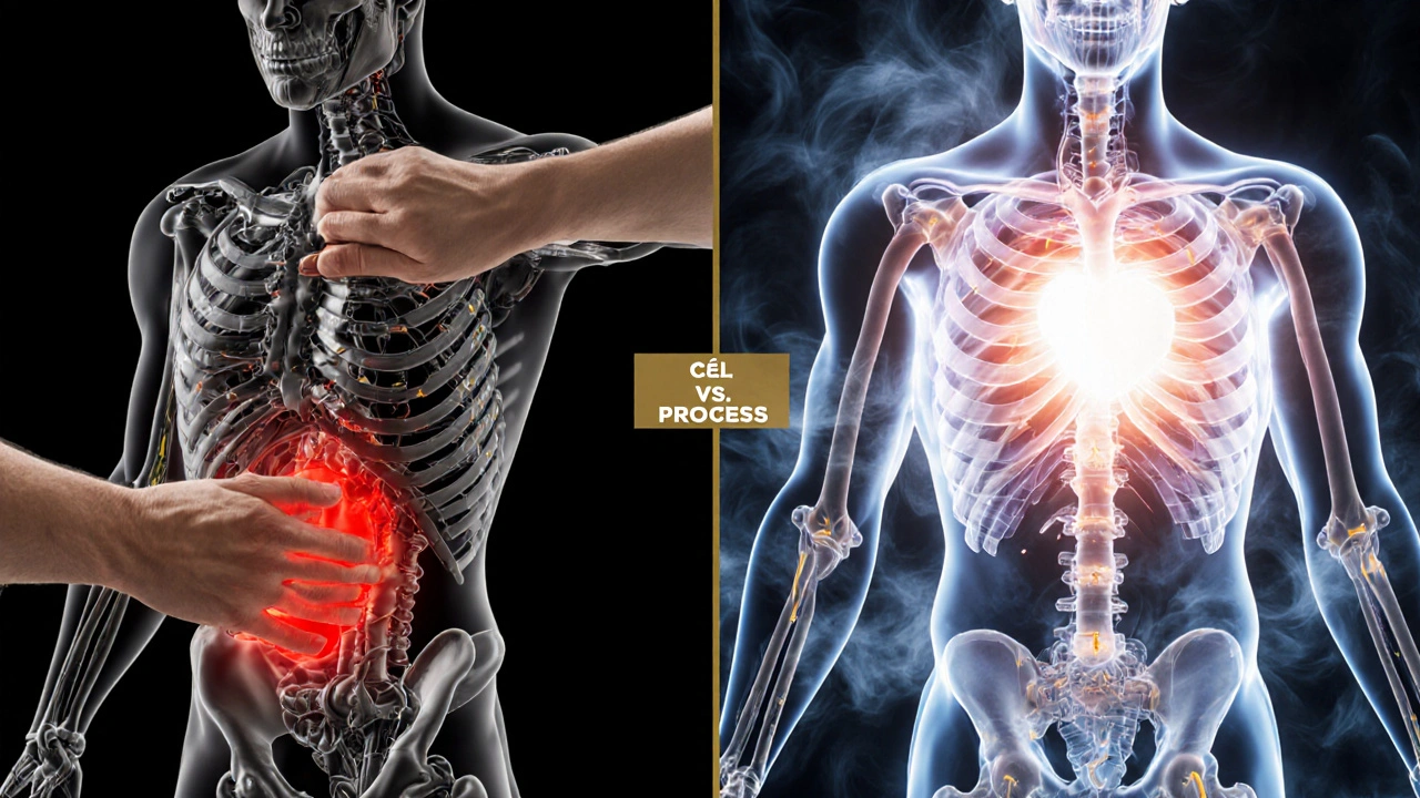 Konceptuální obraz srovnávající léčbu těla a propojení s duší.
